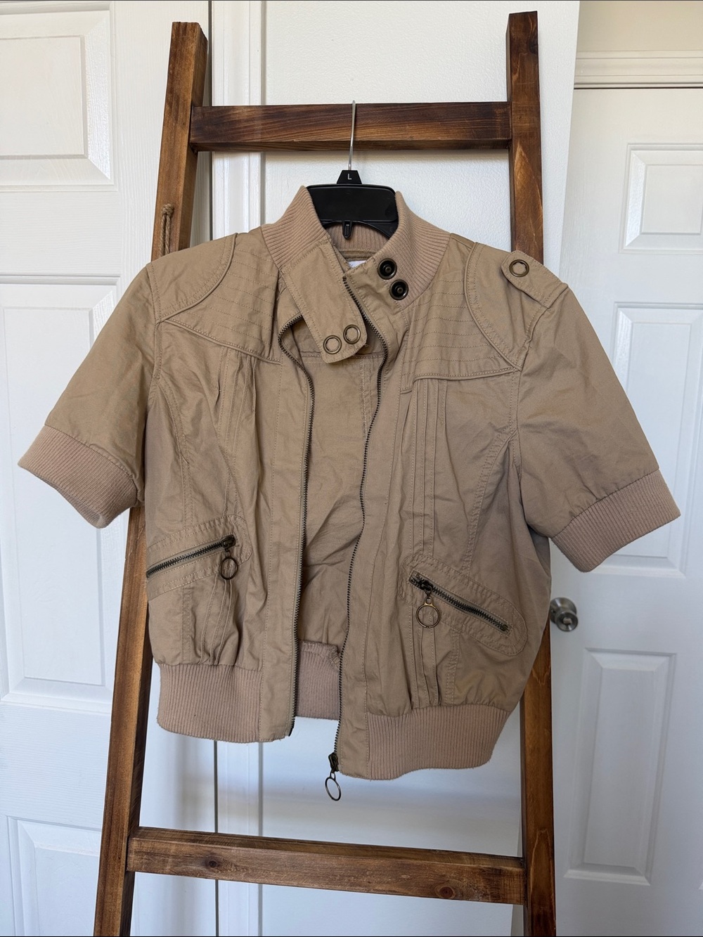 Charlotte Russe Womens Neutral Tan Bomber Jacket - Picture 2 of 5
